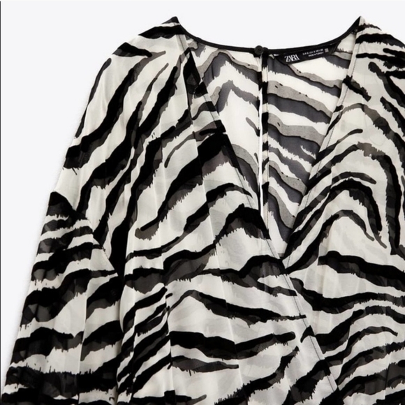🆕 Zara Animal Print Dress Black & White. Underlined. NWOT - Picture 5 of 8